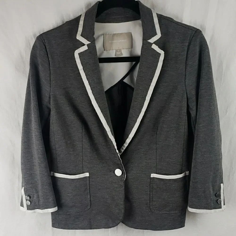 Banana Republic Women's 4 Grey & White Blazer